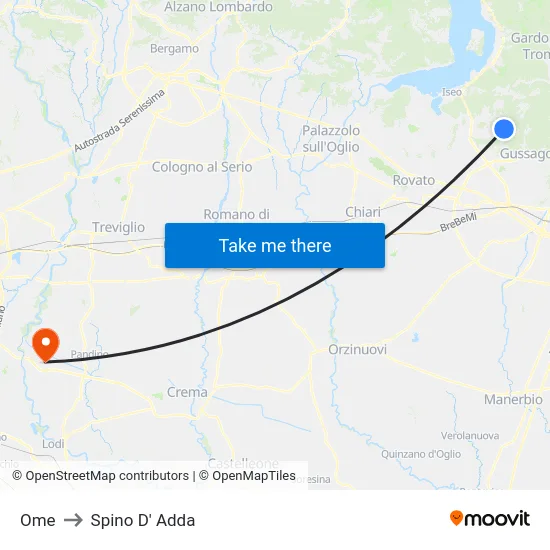 Ome to Spino D' Adda map