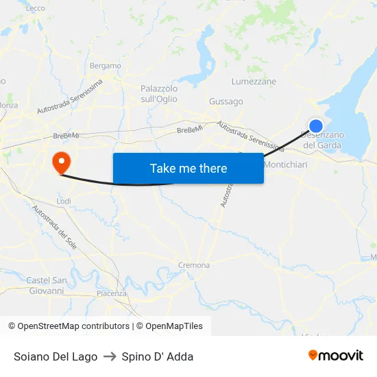 Soiano Del Lago to Spino D' Adda map
