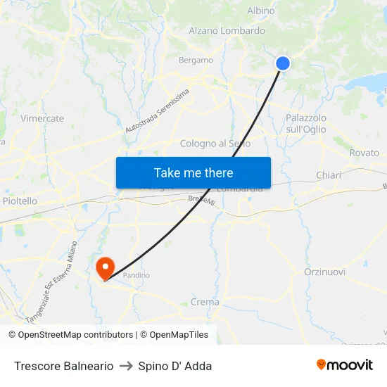 Trescore Balneario to Spino D' Adda map