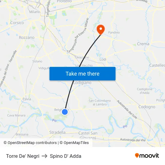 Torre De' Negri to Spino D' Adda map