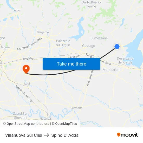 Villanuova Sul Clisi to Spino D' Adda map