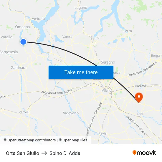 Orta San Giulio to Spino D' Adda map