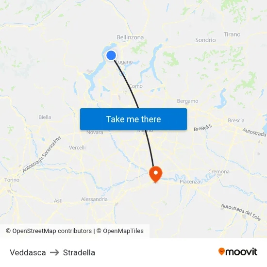 Veddasca to Stradella map