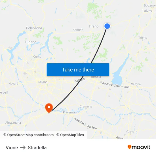 Vione to Stradella map