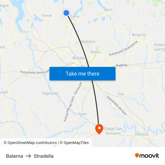 Balerna to Stradella map