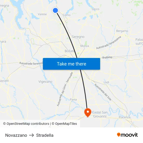 Novazzano to Stradella map