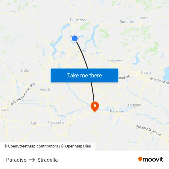Paradiso to Stradella map