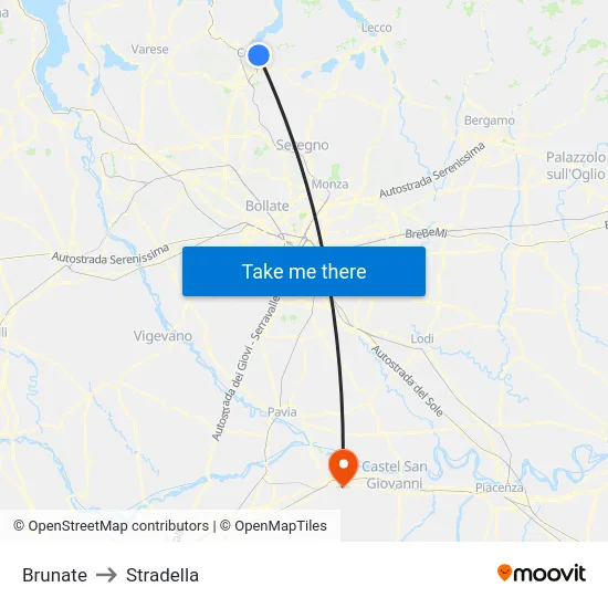 Brunate to Stradella map