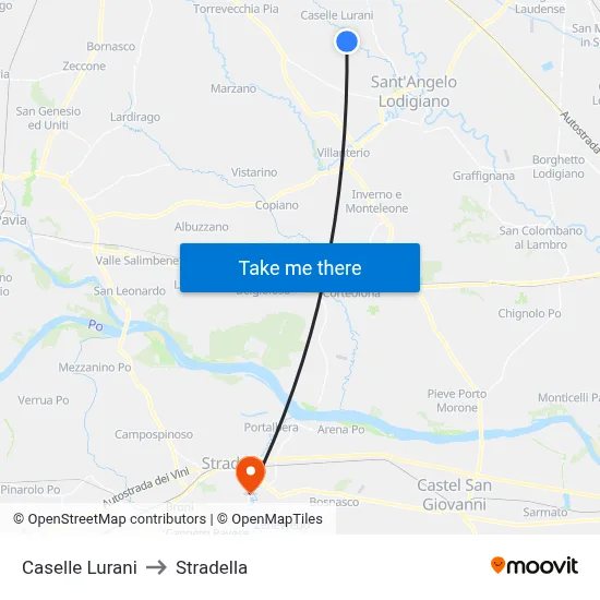 Caselle Lurani to Stradella map