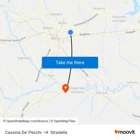 Cassina De' Pecchi to Stradella map