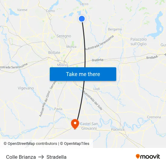 Colle Brianza to Stradella map