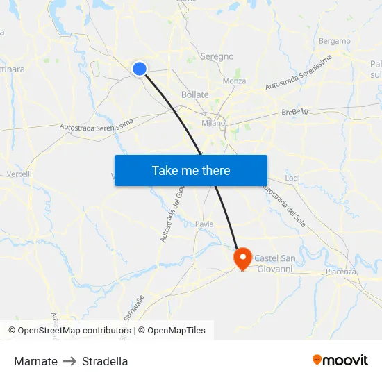 Marnate to Stradella map
