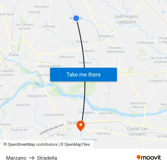 Marzano to Stradella map