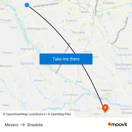 Mesero to Stradella map