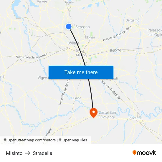 Misinto to Stradella map