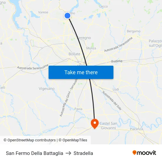 San Fermo Della Battaglia to Stradella map