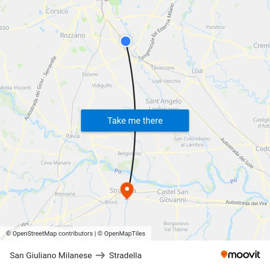 San Giuliano Milanese to Stradella map