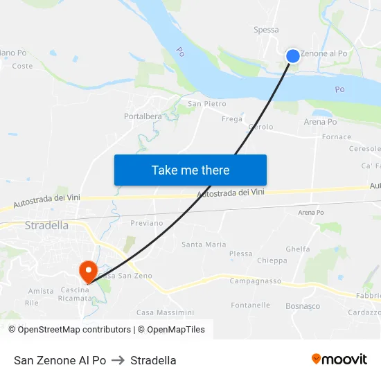 San Zenone al Po to Stradella map