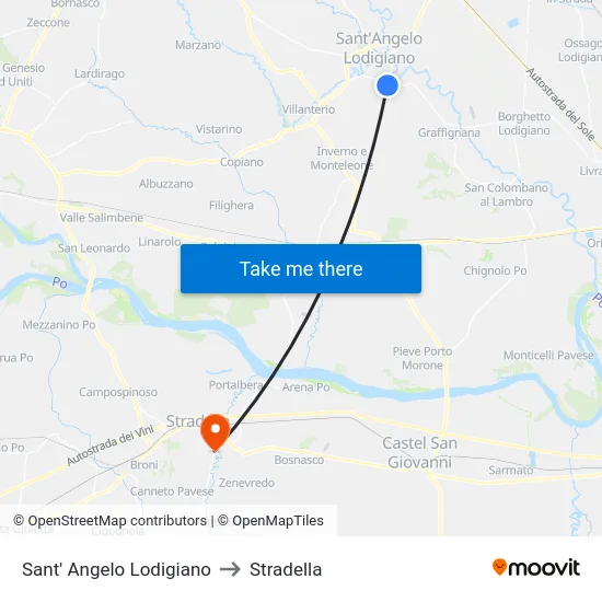 Sant' Angelo Lodigiano to Stradella map