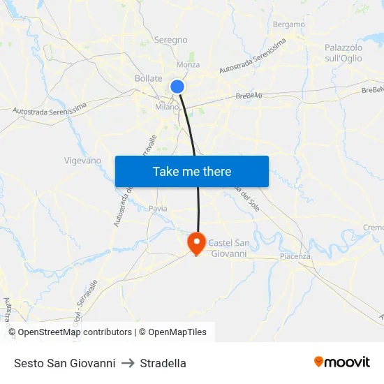 Sesto San Giovanni to Stradella map