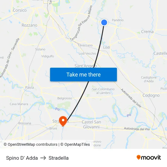 Spino D' Adda to Stradella map