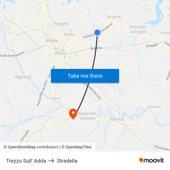 Trezzo Sull' Adda to Stradella map