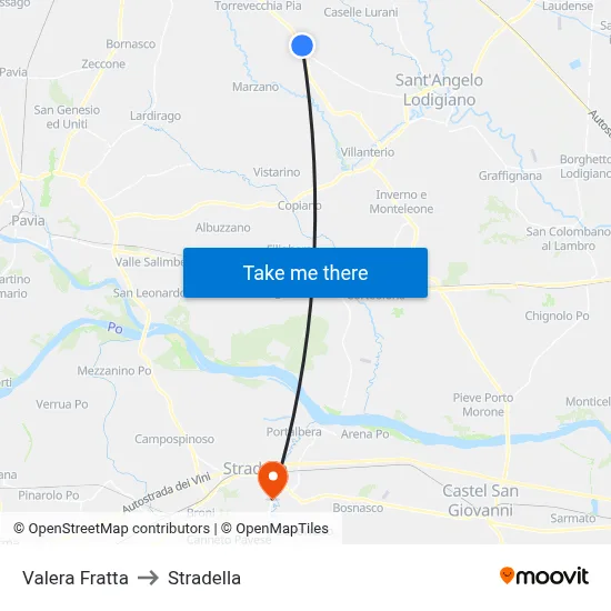 Valera Fratta to Stradella map