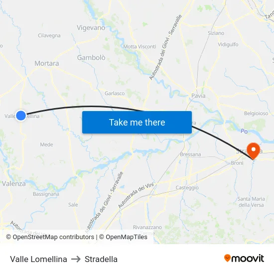 Valle Lomellina to Stradella map