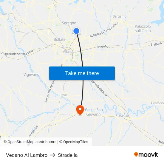 Vedano Al Lambro to Stradella map