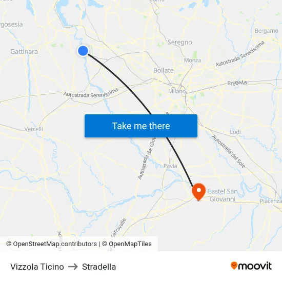 Vizzola Ticino to Stradella map