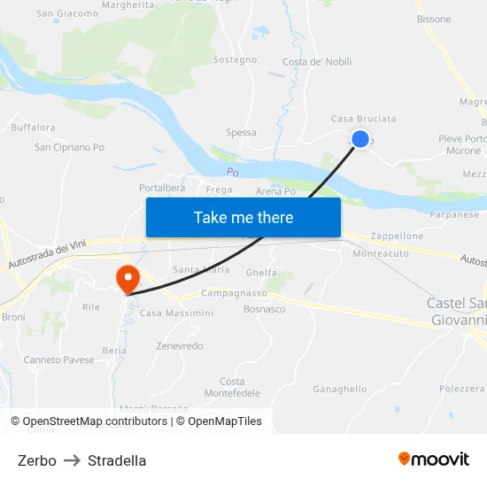 Zerbo to Stradella map