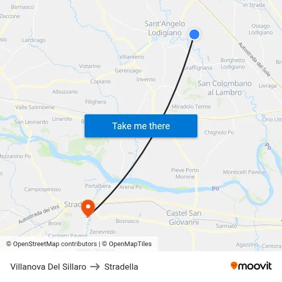 Villanova Del Sillaro to Stradella map