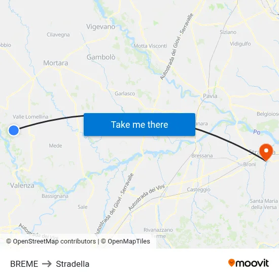 Breme to Stradella map