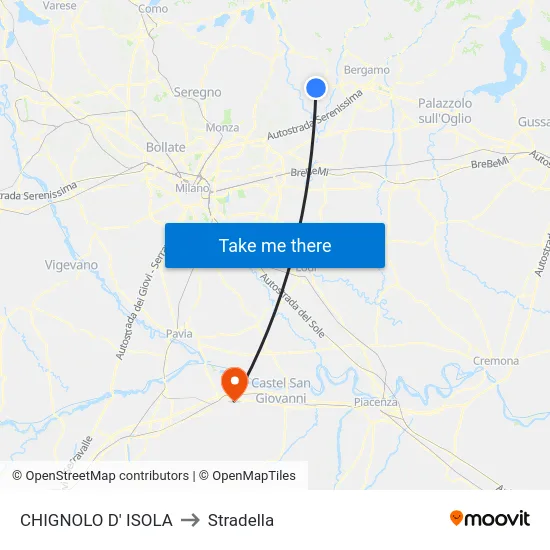 CHIGNOLO D' ISOLA to Stradella map