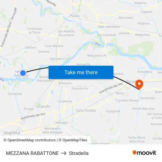 Mezzana Rabattone to Stradella map