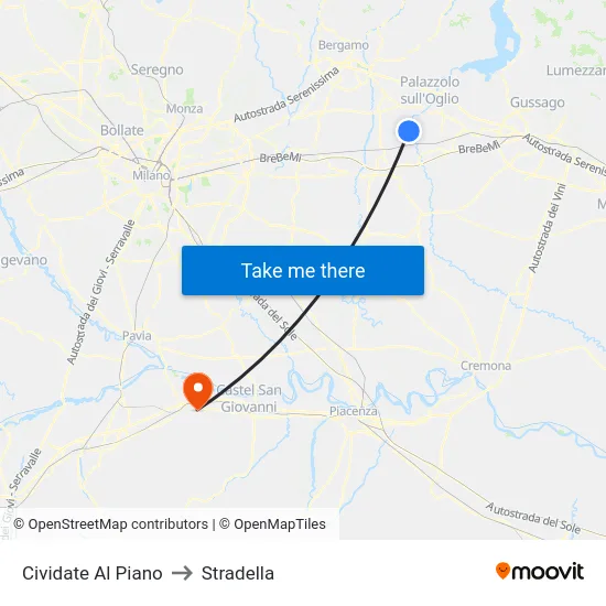 Cividate Al Piano to Stradella map