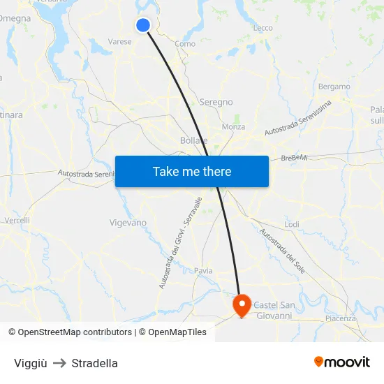 Viggiù to Stradella map