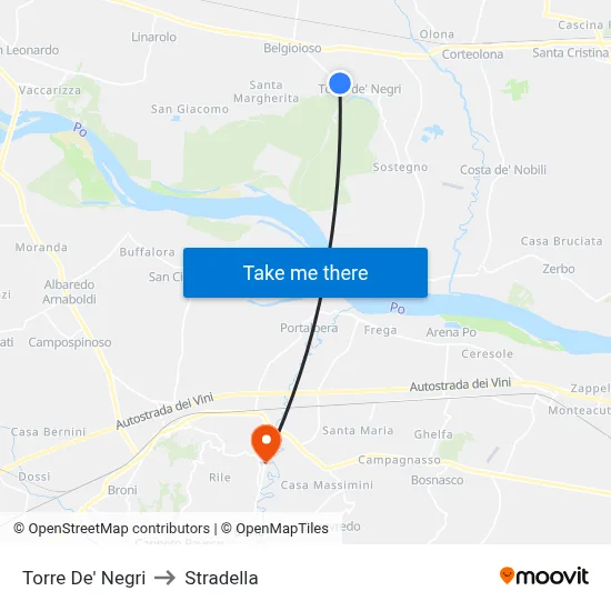 Torre De' Negri to Stradella map