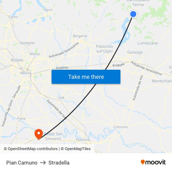 Pian Camuno to Stradella map