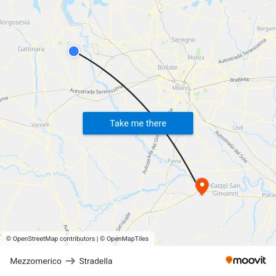 Mezzomerico to Stradella map