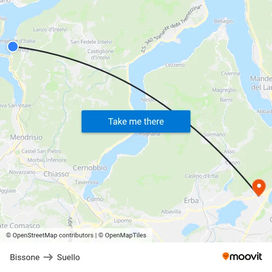 Bissone to Suello map