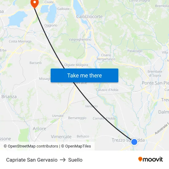 Capriate San Gervasio to Suello map