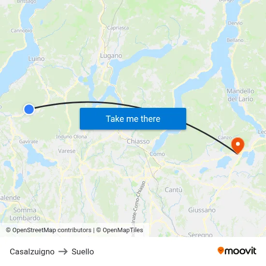Casalzuigno to Suello map