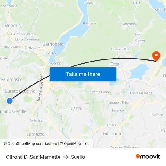 Oltrona di San Mamette to Suello map
