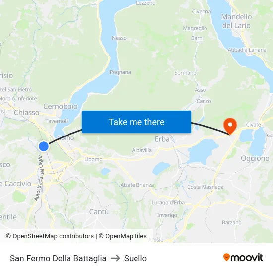 San Fermo Della Battaglia to Suello map
