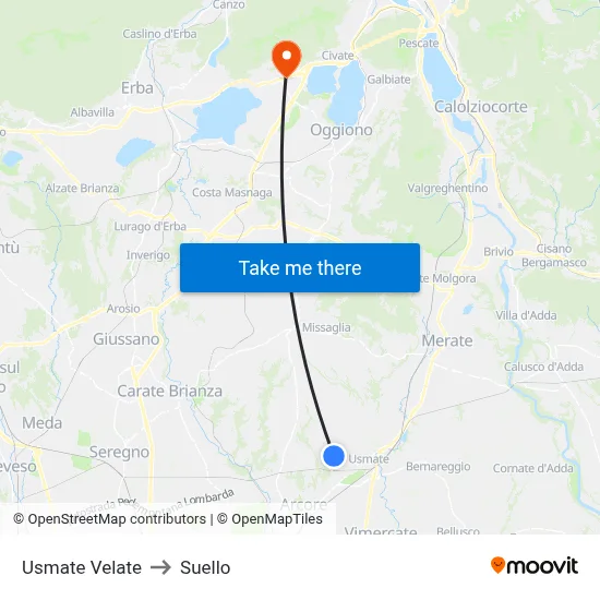 Usmate Velate to Suello map