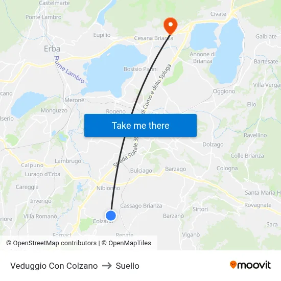 Veduggio con Colzano to Suello map