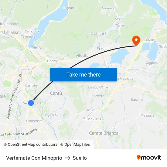 Vertemate Con Minoprio to Suello map