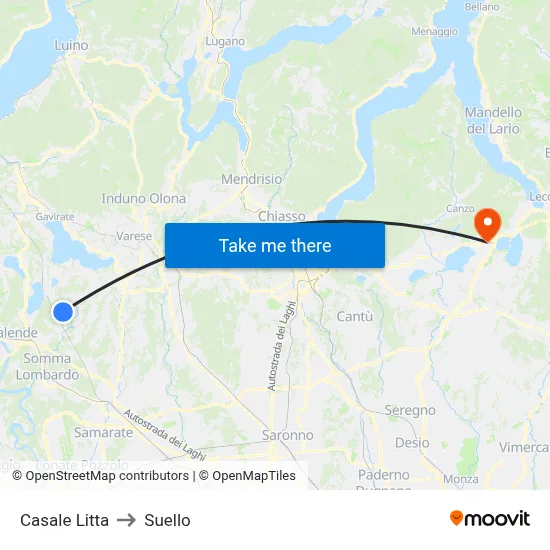 Casale Litta to Suello map