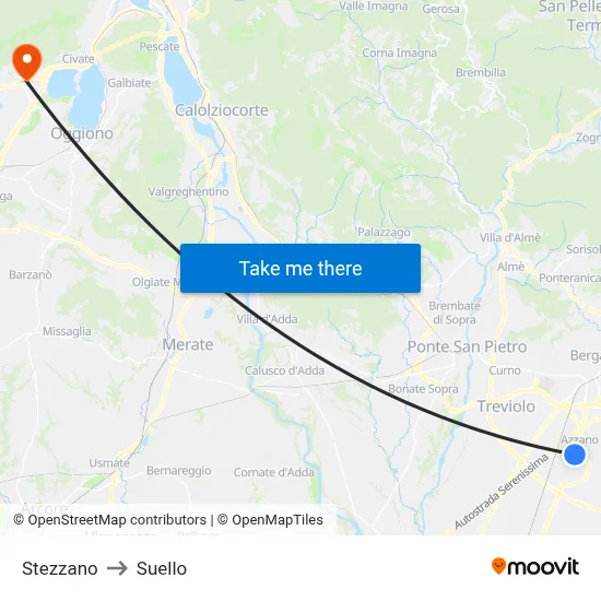 Stezzano to Suello map